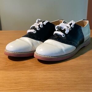 Vintage Black and White Leather Saddle Shoes